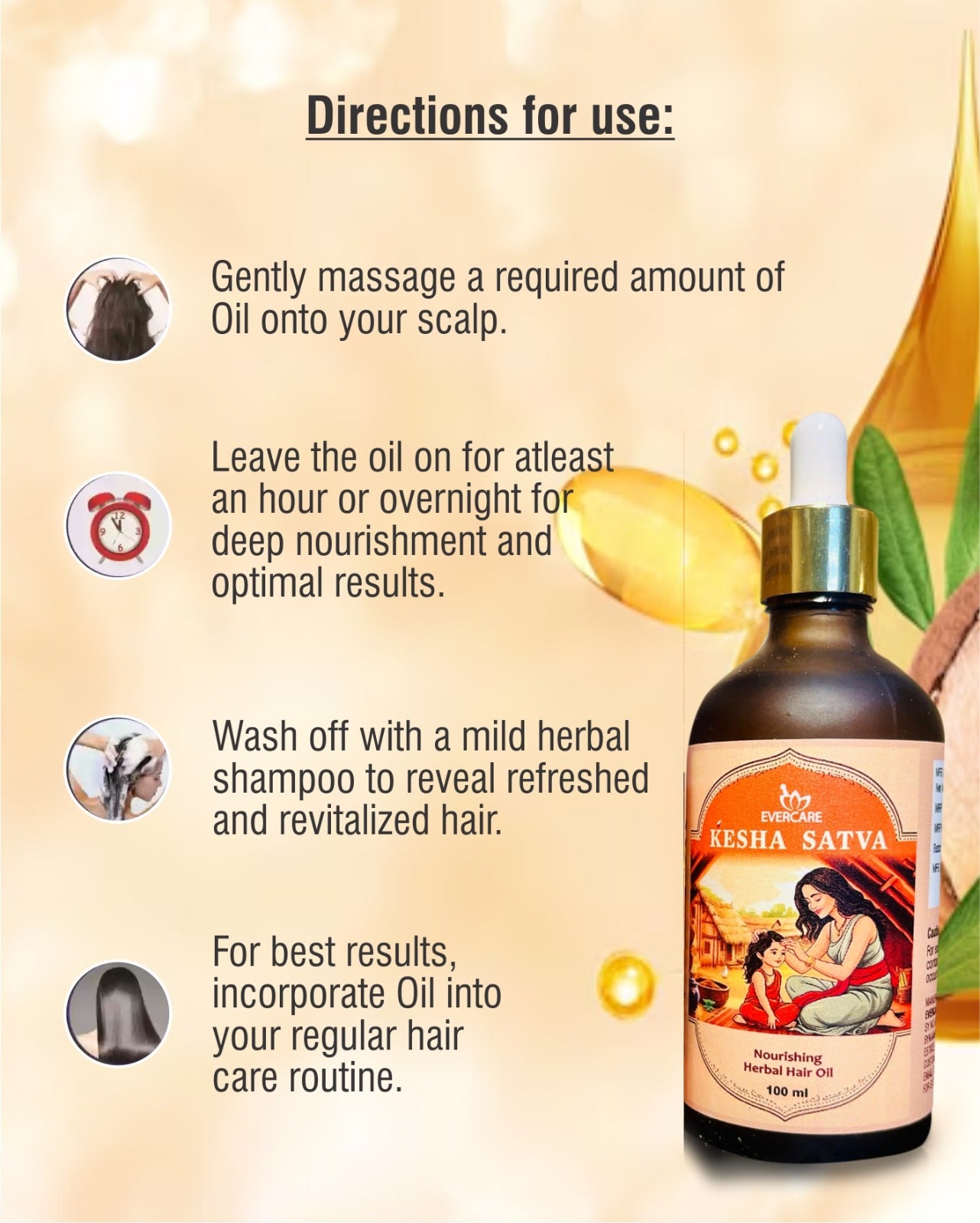 Kesha Satva – Amla, Bhringraj & Kalonji Oil for Hair Growth & Dandruff Control